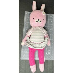 Cuddle + Kind Plush Knit Chloe Bunny Stuffed Animal 24" rabbit doll pink